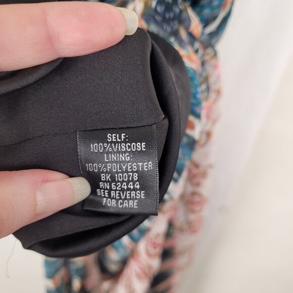 Nicole Miller Artelier blue and red print gauzy artsy maxi dress size 4 Boho - Picture 8 of 14